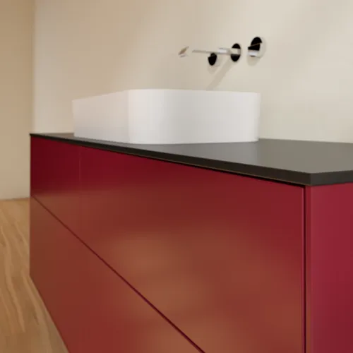 VILLEROY BOCH Toaletní skříňka Finion, 4 výsuvy, 1600 x 603 x 501 mm, matný lak Peony / černé matné sklo #F73200HB, obrázek 4
