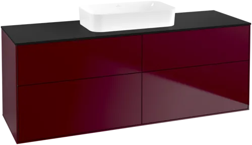 VILLEROY BOCH Toaletní skříňka Finion, 4 výsuvy, 1600 x 603 x 501 mm, matný lak Peony / černé matné sklo #F73200HB