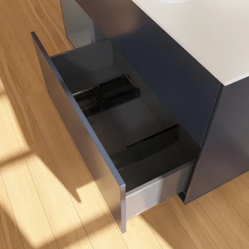 VILLEROY BOCH Toaletní skříňka Finion, s osvětlením, 3 výsuvy, 1200 x 603 x 501 mm, Midnight Blue Matt Lacquer / Anthracite Matt Lacquer / Glass White Matt #F701GKHG, obrázek 5