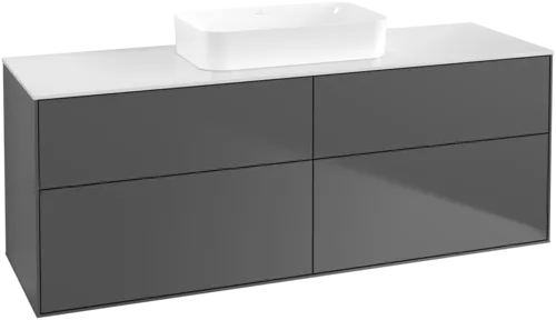 VILLEROY BOCH Toaletní skříňka Finion, 4 výsuvy, 1600 x 603 x 501 mm, antracit matný lak / sklo bílé matné #F73100GK