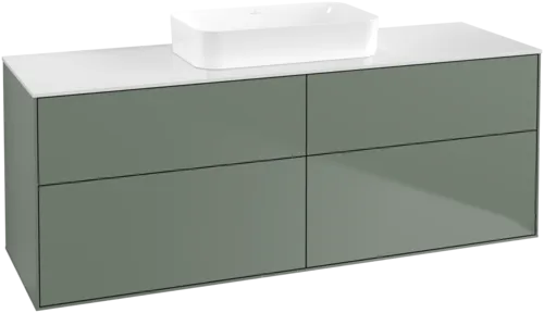VILLEROY BOCH Toaletní skříňka Finion, 4 výsuvy, 1600 x 603 x 501 mm, olivově matný lak / sklo bílé matné #F73100GM