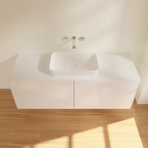 VILLEROY BOCH Toaletní skříňka Finion, 4 výsuvy, 1600 x 603 x 501 mm, lesklý bílý lak / sklo bílé matné #F73100GF, obrázek 3