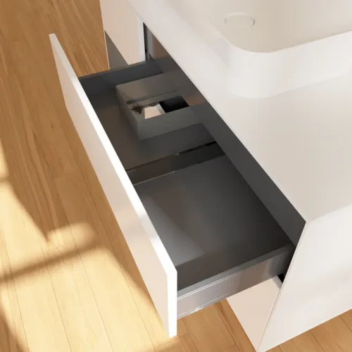 VILLEROY BOCH Toaletní skříňka Finion, s osvětlením, 3 výsuvy, 1200 x 603 x 501 mm, bílý matný lak / antracitový matný lak / bílé matné sklo #F701GKMT, obrázek 5