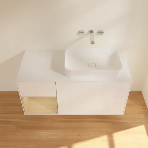 VILLEROY BOCH Toaletní skříňka Finion, s osvětlením, 3 výsuvy, 1200 x 603 x 501 mm, bílý matný lak / dubová dýha / sklo bílé matné #F681PCMT, obrázek 4