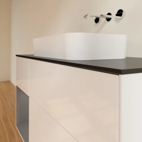 VILLEROY BOCH Toaletní skříňka Finion, s osvětlením, 3 výsuvy, 1200 x 603 x 501 mm, lesklý bílý lak / antracitový matný lak / černé matné sklo #F702GKGF, obrázek 4