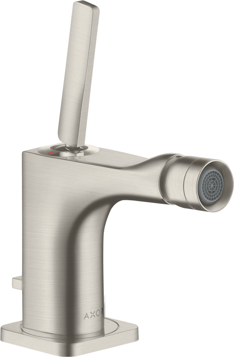HANSGROHE Jednopáková bidetová baterie AXOR Citterio E s vytahovací rukojetí a výsuvným odpadem #36120800 - nerezová ocel Optic