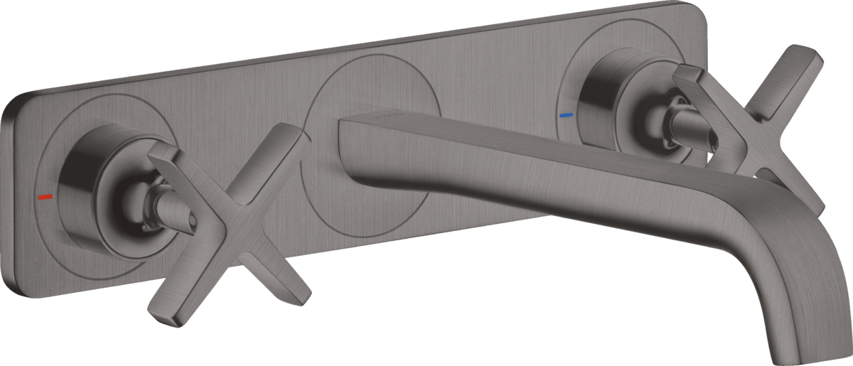 HANSGROHE AXOR Citterio E 3otvorová umyvadlová baterie pod omítku, montáž na stěnu, s výtokem 220 mm a deskou #36115340 - kartáčovaný černý chrom