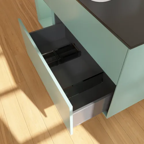 VILLEROY BOCH Toaletní skříňka Finion, s osvětlením, 3 výsuvy, 1200 x 603 x 501 mm, olivově matný lak / olivově matný lak / sklo černé matné #F702GMGM, obrázek 5