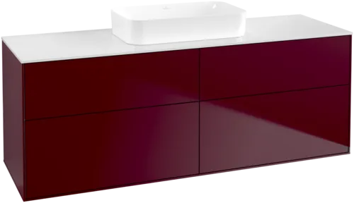 VILLEROY BOCH Toaletní skříňka Finion, 4 výsuvy, 1600 x 603 x 501 mm, Peony Matt Lacquer / Glass White Matt #F73100HB