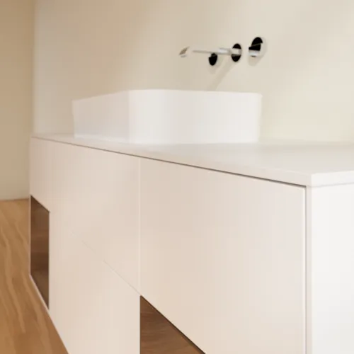 VILLEROY BOCH Toaletní skříňka Finion, s osvětlením, 4 výsuvy, 1600 x 603 x 501 mm, bílý matný lak / ořechová dýha / sklo bílé matné #F741GNMT, obrázek 6