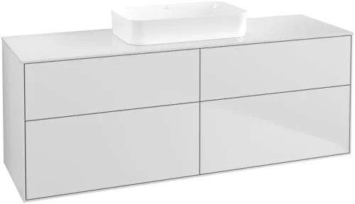 VILLEROY BOCH Toaletní skříňka Finion, 4 výsuvy, 1600 x 603 x 501 mm, bílý matný lak / sklo bílé matné #F73100MT
