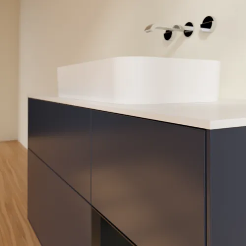 VILLEROY BOCH Toaletní skříňka Finion, s osvětlením, 3 výsuvy, 1200 x 603 x 501 mm, Midnight Blue Matt Lacquer / Black Matt Lacquer / Glass White Matt #F711PDHG, obrázek 4