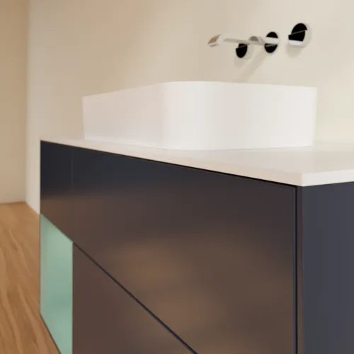 VILLEROY BOCH Toaletní skříňka Finion, s osvětlením, 3 výsuvy, 1200 x 603 x 501 mm, Midnight Blue Matt Lacquer / Olive Matt Lacquer / Glass White Matt #F701GMHG, obrázek 4