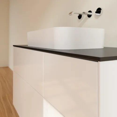 VILLEROY BOCH Toaletní skříňka Finion, s osvětlením, 3 výsuvy, 1200 x 603 x 501 mm, lesklý bílý lak / bílý matný lak / sklo černé matné #F712MTGF, obrázek 3