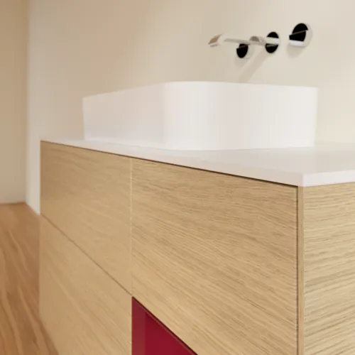 VILLEROY BOCH Toaletní skříňka Finion, s osvětlením, 3 výsuvy, 1200 x 603 x 501 mm, dubová dýha / matný lak Pivoňka / matné bílé sklo #F711HBPC, obrázek 4