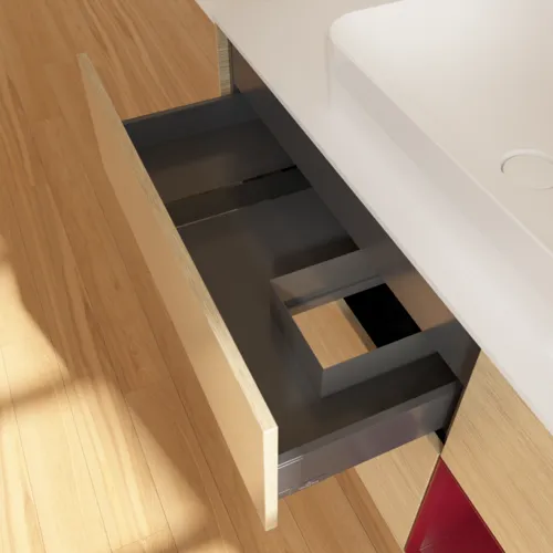 VILLEROY BOCH Toaletní skříňka Finion, s osvětlením, 3 výsuvy, 1200 x 603 x 501 mm, dubová dýha / matný lak Pivoňka / matné bílé sklo #F711HBPC, obrázek 5