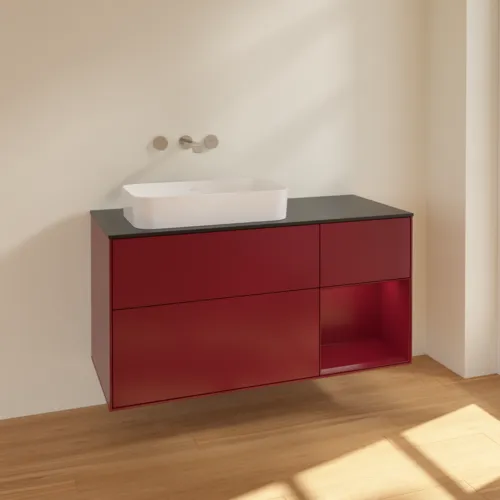 VILLEROY BOCH Toaletní skříňka Finion, s osvětlením, 3 výsuvy, 1200 x 603 x 501 mm, Peony Matt Lacquer / Peony Matt Lacquer / Glass Black Matt #F692HBHB, obrázek 2
