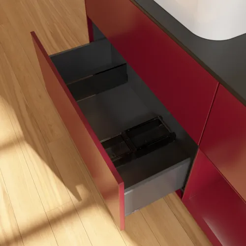 VILLEROY BOCH Toaletní skříňka Finion, s osvětlením, 3 výsuvy, 1200 x 603 x 501 mm, Peony Matt Lacquer / Peony Matt Lacquer / Glass Black Matt #F692HBHB, obrázek 4