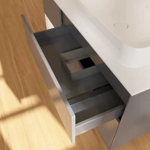 VILLEROY BOCH Toaletní skříňka Finion, s osvětlením, 3 výsuvy, 1200 x 603 x 501 mm, antracitový matný lak / bílý matný lak / bílé matné sklo #F681MTGK, obrázek 7