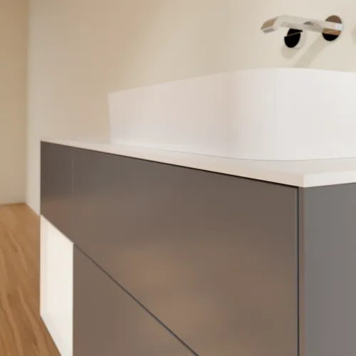 VILLEROY BOCH Toaletní skříňka Finion, s osvětlením, 3 výsuvy, 1200 x 603 x 501 mm, antracitový matný lak / bílý matný lak / bílé matné sklo #F681MTGK, obrázek 5
