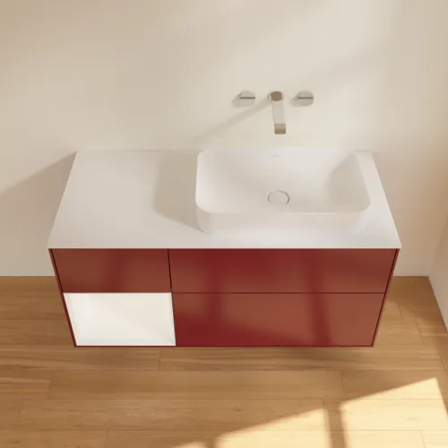 VILLEROY BOCH Toaletní skříňka Finion, s osvětlením, 3 výsuvy, 1200 x 603 x 501 mm, Peony Matt Lacquer / White Matt Lacquer / Glass White Matt #F681MTHB, obrázek 4