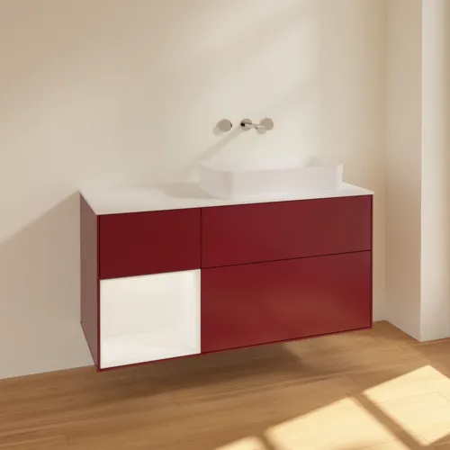 VILLEROY BOCH Toaletní skříňka Finion, s osvětlením, 3 výsuvy, 1200 x 603 x 501 mm, Peony Matt Lacquer / White Matt Lacquer / Glass White Matt #F681MTHB, obrázek 2