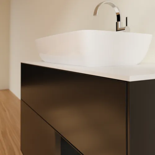 VILLEROY BOCH Toaletní skříňka Finion, s osvětlením, 2 výsuvy, 1000 x 603 x 501 mm, černý matný lak / černý matný lak / sklo bílé matné #F781PDPD, obrázek 6