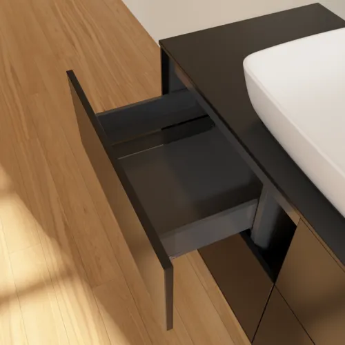 VILLEROY BOCH Toaletní skříňka Finion, 4 výsuvy, 1200 x 603 x 501 mm, černý matný lak / černé matné sklo #F79200PD, obrázek 7