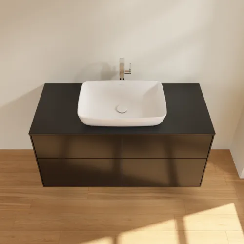 VILLEROY BOCH Toaletní skříňka Finion, 4 výsuvy, 1200 x 603 x 501 mm, černý matný lak / černé matné sklo #F79200PD, obrázek 4