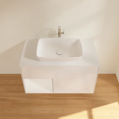 VILLEROY BOCH Toaletní skříňka Finion, s osvětlením, 2 výsuvy, 1000 x 603 x 501 mm, lesklý bílý lak / lesklý bílý lak / sklo bílé matné #F771GFGF, obrázek 4
