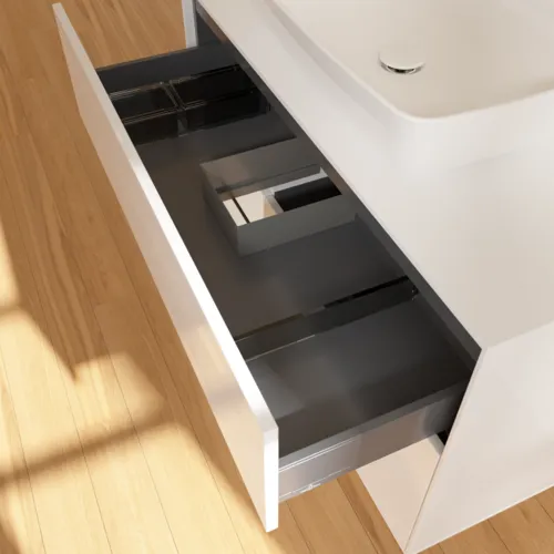 VILLEROY BOCH Toaletní skříňka Finion, s osvětlením, 2 výsuvy, 1000 x 603 x 501 mm, lesklý bílý lak / lesklý bílý lak / sklo bílé matné #F771GFGF, obrázek 8
