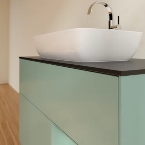 VILLEROY BOCH Toaletní skříňka Finion, s osvětlením, 2 výsuvy, 1000 x 603 x 501 mm, olivově matný lak / olivově matný lak / sklo černé matné #F782GMGM, obrázek 6