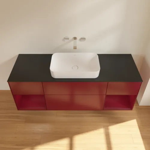 VILLEROY BOCH Toaletní skříňka Finion, s osvětlením, 4 výsuvy, 1600 x 603 x 501 mm, Peony Matt Lacquer / Peony Matt Lacquer / Glass Black Matt #F742HBHB, obrázek 4