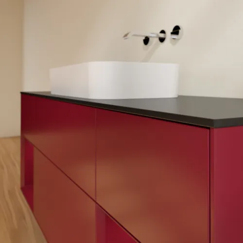 VILLEROY BOCH Toaletní skříňka Finion, s osvětlením, 4 výsuvy, 1600 x 603 x 501 mm, Peony Matt Lacquer / Peony Matt Lacquer / Glass Black Matt #F742HBHB, obrázek 6