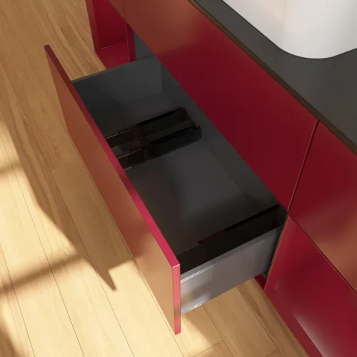 VILLEROY BOCH Toaletní skříňka Finion, s osvětlením, 4 výsuvy, 1600 x 603 x 501 mm, Peony Matt Lacquer / Peony Matt Lacquer / Glass Black Matt #F742HBHB, obrázek 7