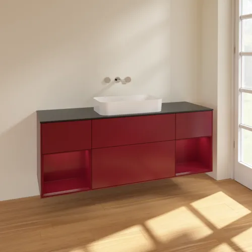 VILLEROY BOCH Toaletní skříňka Finion, s osvětlením, 4 výsuvy, 1600 x 603 x 501 mm, Peony Matt Lacquer / Peony Matt Lacquer / Glass Black Matt #F742HBHB, obrázek 2