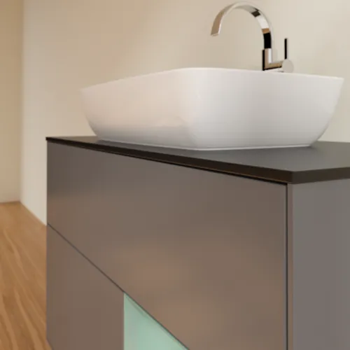 VILLEROY BOCH Toaletní skříňka Finion, s osvětlením, 2 výsuvy, 1000 x 603 x 501 mm, antracitový matný lak / olivový matný lak / černé matné sklo #F782GMGK, obrázek 6