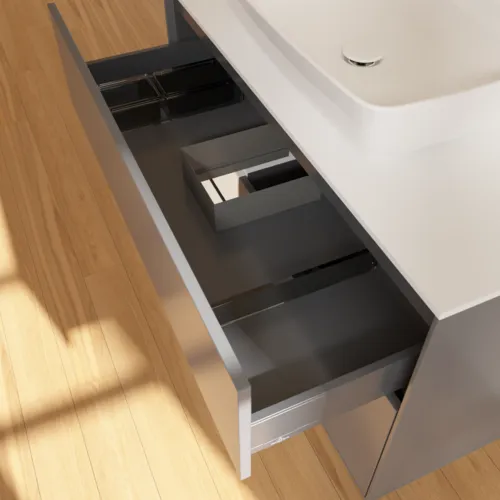 VILLEROY BOCH Toaletní skříňka Finion, s osvětlením, 2 výsuvy, 1000 x 603 x 501 mm, antracitový matný lak / bílý matný lak / bílé matné sklo #F771MTGK, obrázek 8
