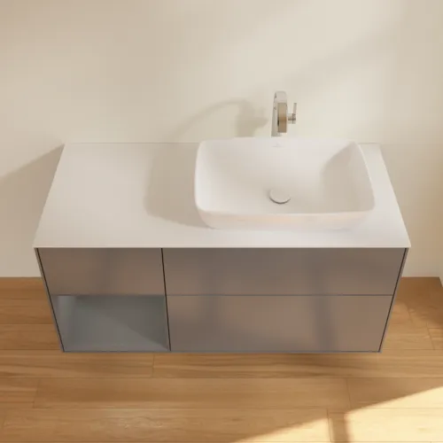 VILLEROY BOCH Toaletní skříňka Finion, s osvětlením, 3 výsuvy, 1200 x 603 x 501 mm, antracit matný lak / antracit matný lak / sklo bílé matné #F801GKGK, obrázek 3