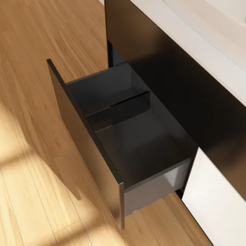 VILLEROY BOCH Toaletní skříňka Finion, s osvětlením, 2 výsuvy, 1000 x 603 x 501 mm, černý matný lak / bílý matný lak / bílé matné sklo #F781MTPD, obrázek 7