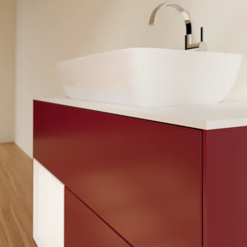 VILLEROY BOCH Toaletní skříňka Finion, s osvětlením, 2 výsuvy, 1000 x 603 x 501 mm, Peony Matt Lacquer / White Matt Lacquer / Glass White Matt #F771MTHB, obrázek 6