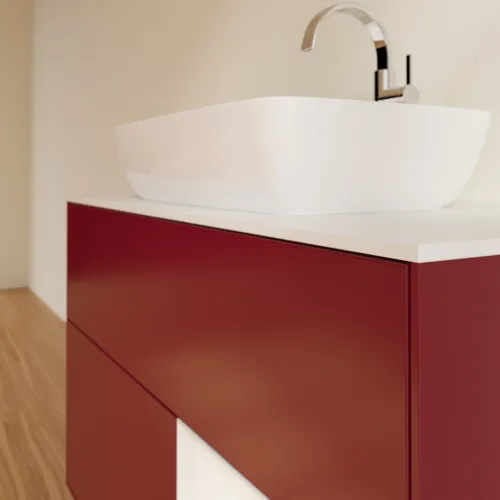 VILLEROY BOCH Toaletní skříňka Finion, s osvětlením, 2 výsuvy, 1000 x 603 x 501 mm, Pivoňka matný lak / lesklý bílý lak / sklo bílé matné #F781GFHB, obrázek 6