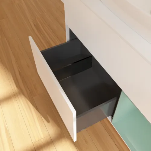 VILLEROY BOCH Toaletní skříňka Finion, s osvětlením, 2 výsuvy, 1000 x 603 x 501 mm, bílý matný lak / olivový matný lak / bílé matné sklo #F781GMMT, obrázek 7