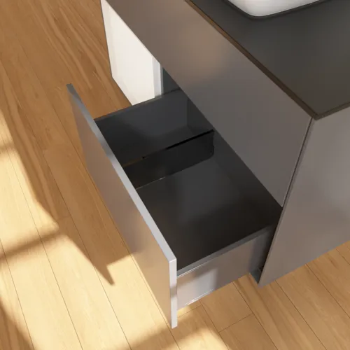 VILLEROY BOCH Toaletní skříňka Finion, s osvětlením, 2 výsuvy, 1000 x 603 x 501 mm, antracitový matný lak / bílý matný lak / černé matné sklo #F772MTGK, obrázek 7