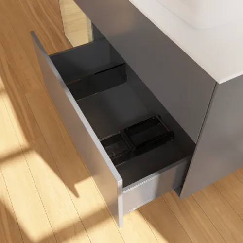 VILLEROY BOCH Toaletní skříňka Finion, s osvětlením, 3 výsuvy, 1200 x 603 x 501 mm, antracit matný lak / dubová dýha / sklo bílé matné #F801PCGK, obrázek 6
