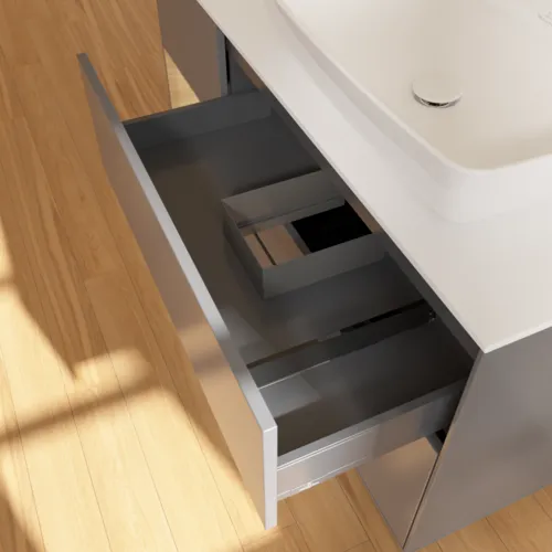 VILLEROY BOCH Toaletní skříňka Finion, s osvětlením, 3 výsuvy, 1200 x 603 x 501 mm, antracit matný lak / dubová dýha / sklo bílé matné #F801PCGK, obrázek 7