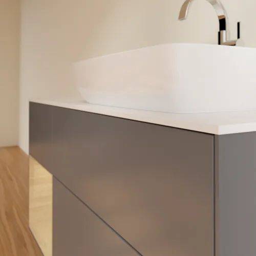 VILLEROY BOCH Toaletní skříňka Finion, s osvětlením, 3 výsuvy, 1200 x 603 x 501 mm, antracit matný lak / dubová dýha / sklo bílé matné #F801PCGK, obrázek 5