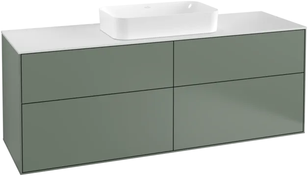 VILLEROY BOCH Toaletní skříňka Finion, 4 výsuvy, 1600 x 603 x 501 mm, olivově matný lak / sklo bílé matné #F32100GM