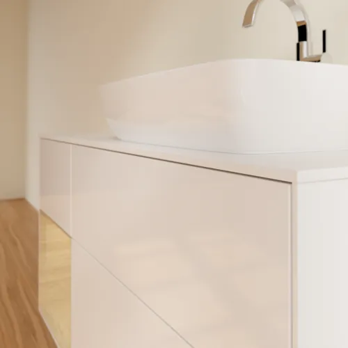 VILLEROY BOCH Toaletní skříňka Finion, s osvětlením, 3 výsuvy, 1200 x 603 x 501 mm, lesklý bílý lak / dubová dýha / sklo bílé matné #F801PCGF, obrázek 6