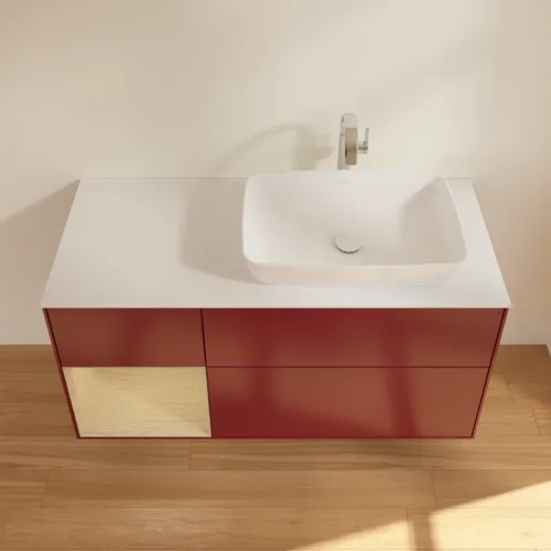 VILLEROY BOCH Toaletní skříňka Finion, s osvětlením, 3 výsuvy, 1200 x 603 x 501 mm, matný lak Peony / dubová dýha / bílé matné sklo #F801PCHB, obrázek 4